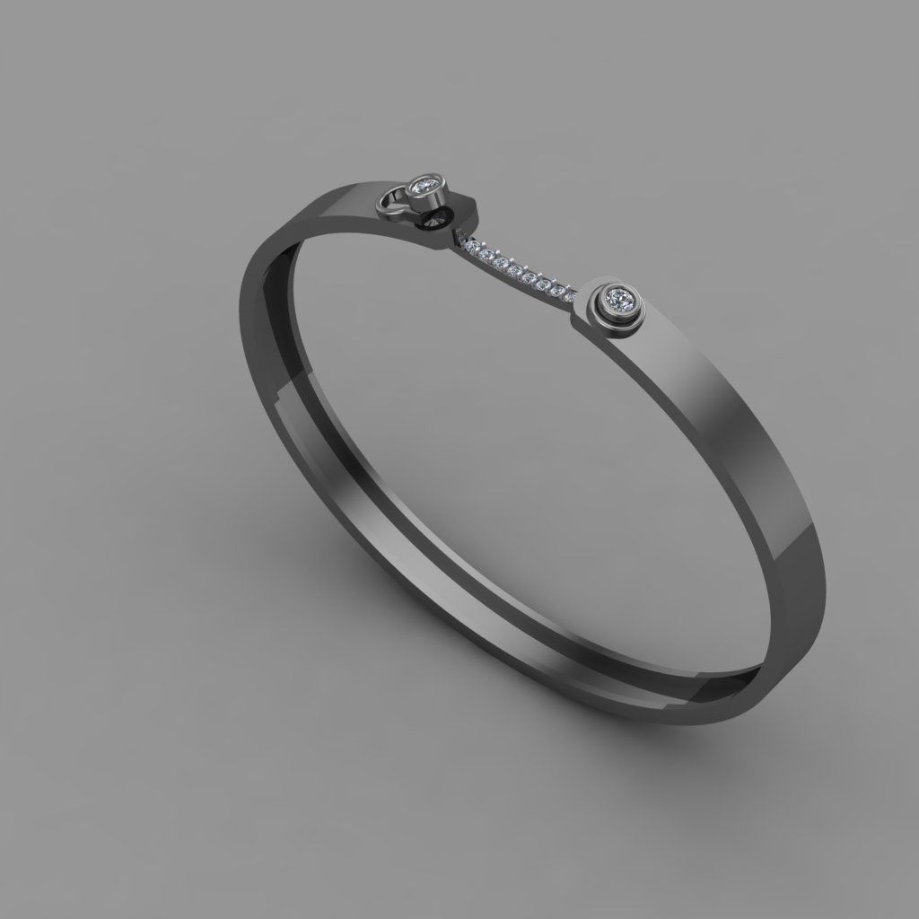Openable Spring Diamond Bracelet 3D print model_4