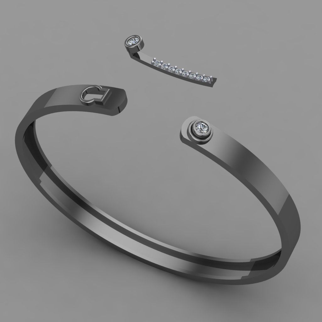 Openable Spring Diamond Bracelet 3D print model_5