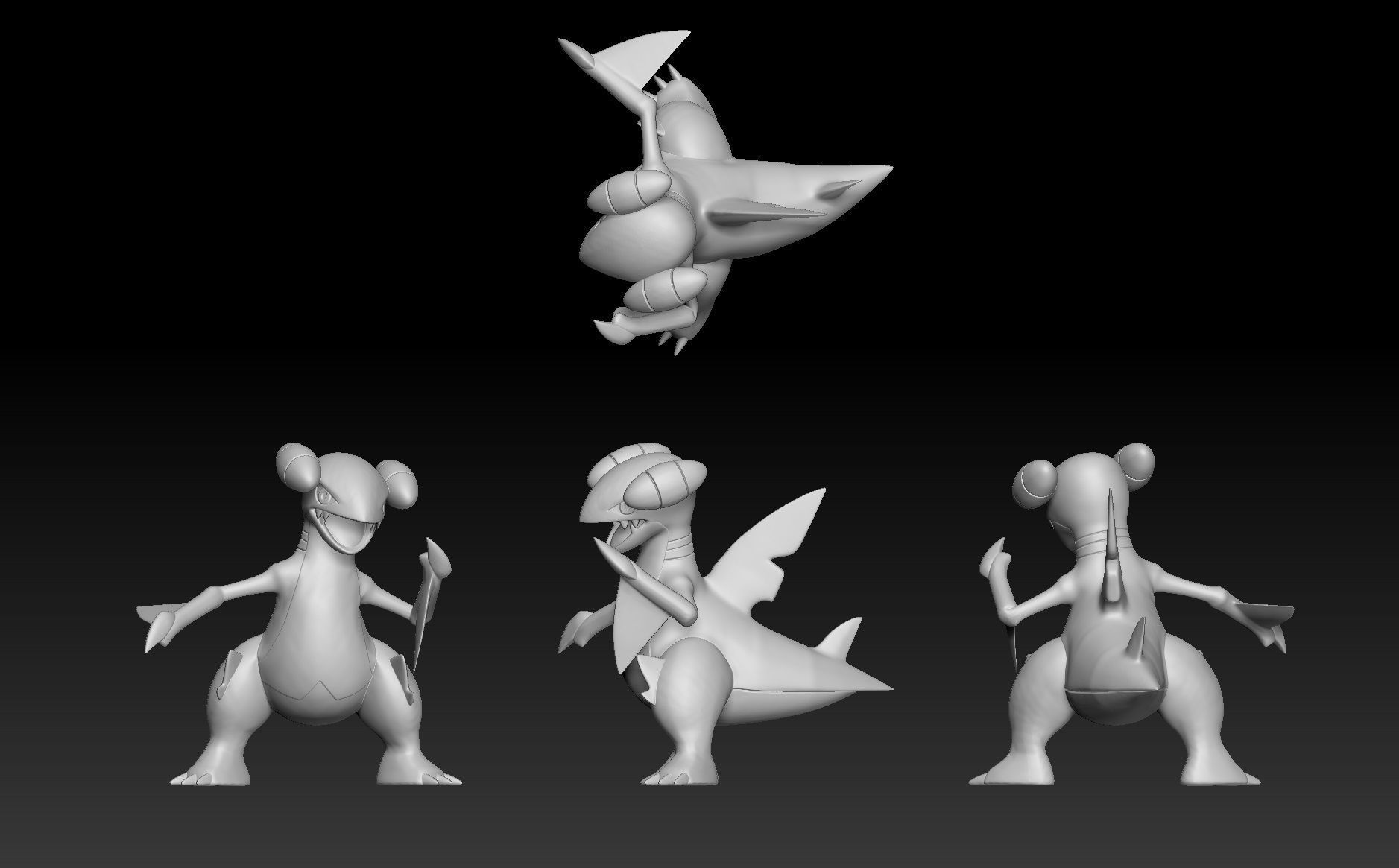 Pokemon Gible Gabite Garchomp Mega Evolution 3D print model_2