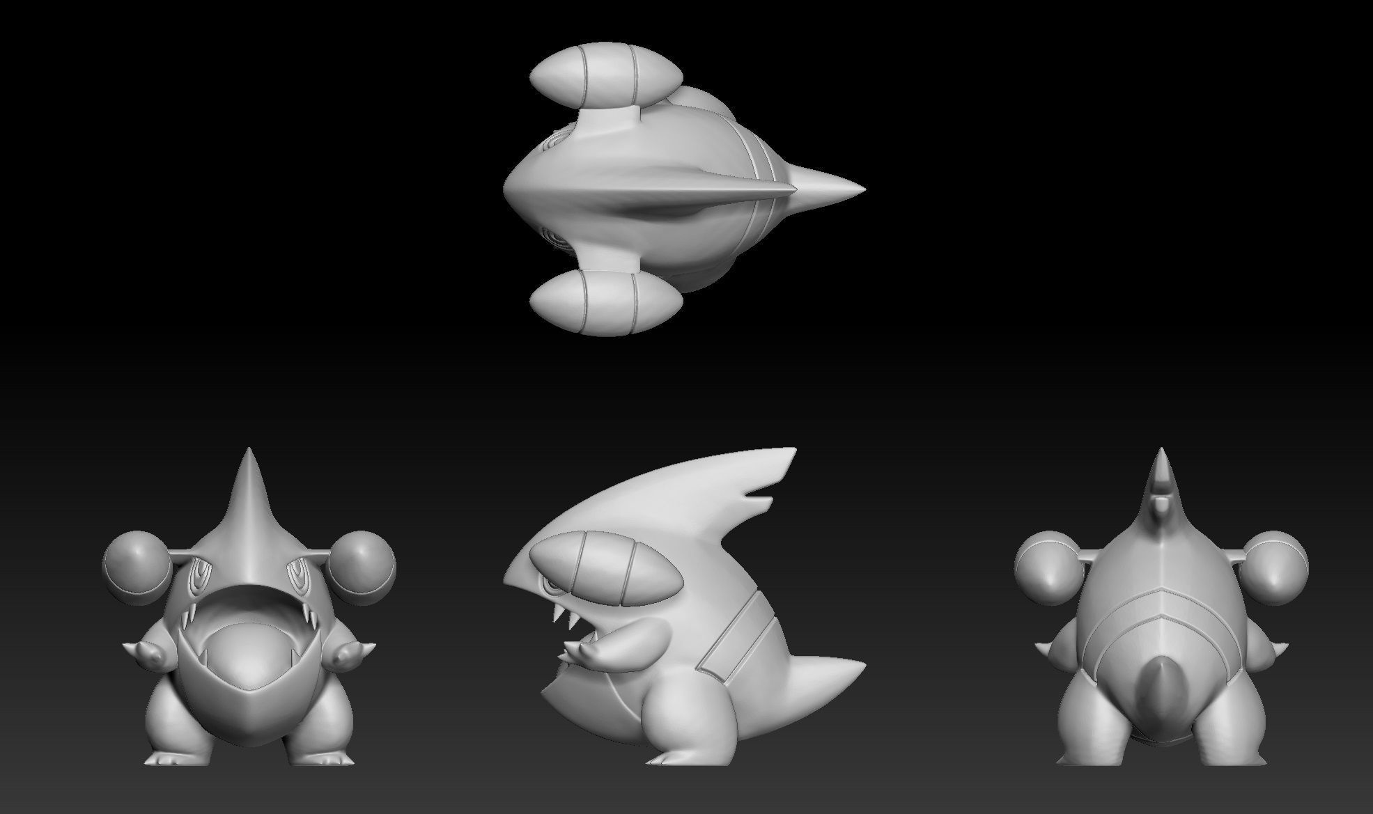 Pokemon Gible Gabite Garchomp Mega Evolution 3D print model_1