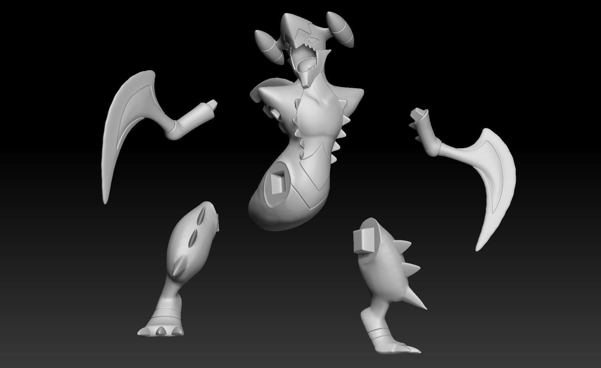 Pokemon Gible Gabite Garchomp Mega Evolution 3D print model_6