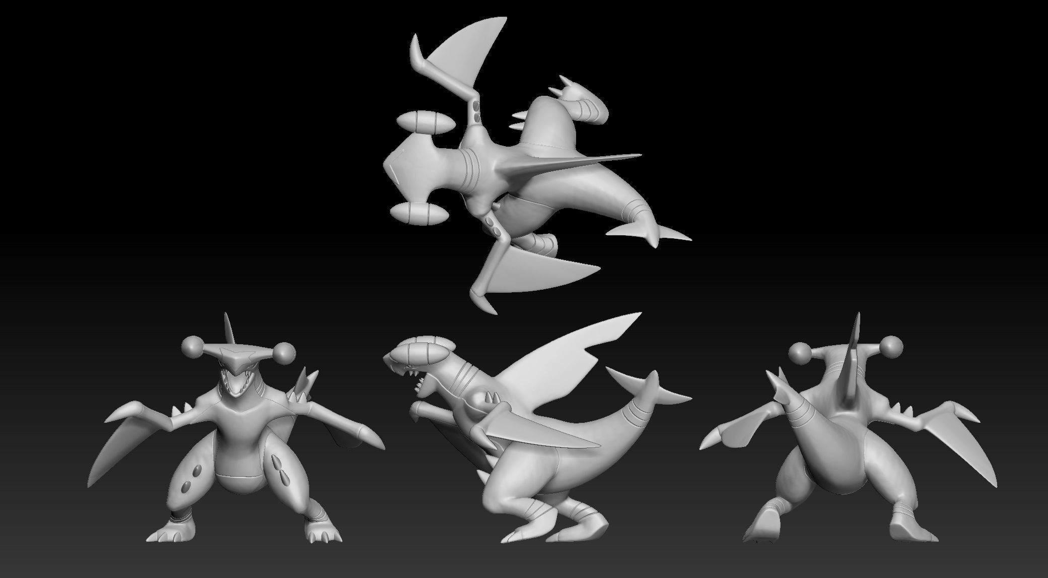 Pokemon Gible Gabite Garchomp Mega Evolution 3D print model_3