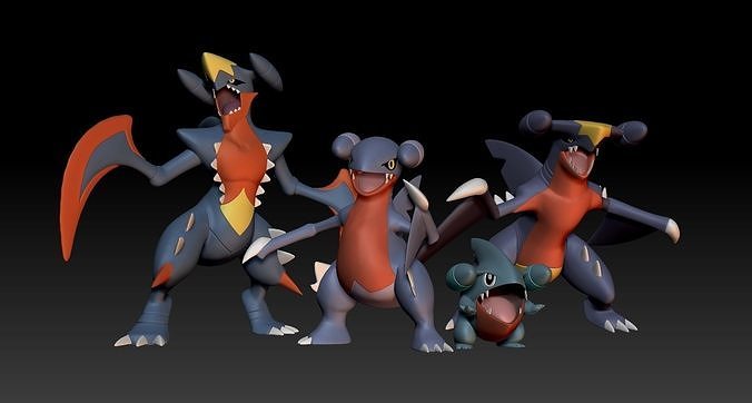 Pokemon Gible Gabite Garchomp Mega Evolution 3D print model