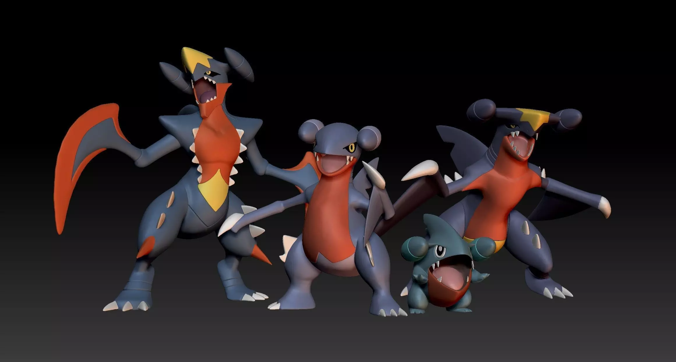 Pokemon Gible Gabite Garchomp Mega Evolution 3D print model_0