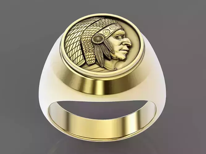 Indian man ring  gold printable jewelry 3D model 3D print model