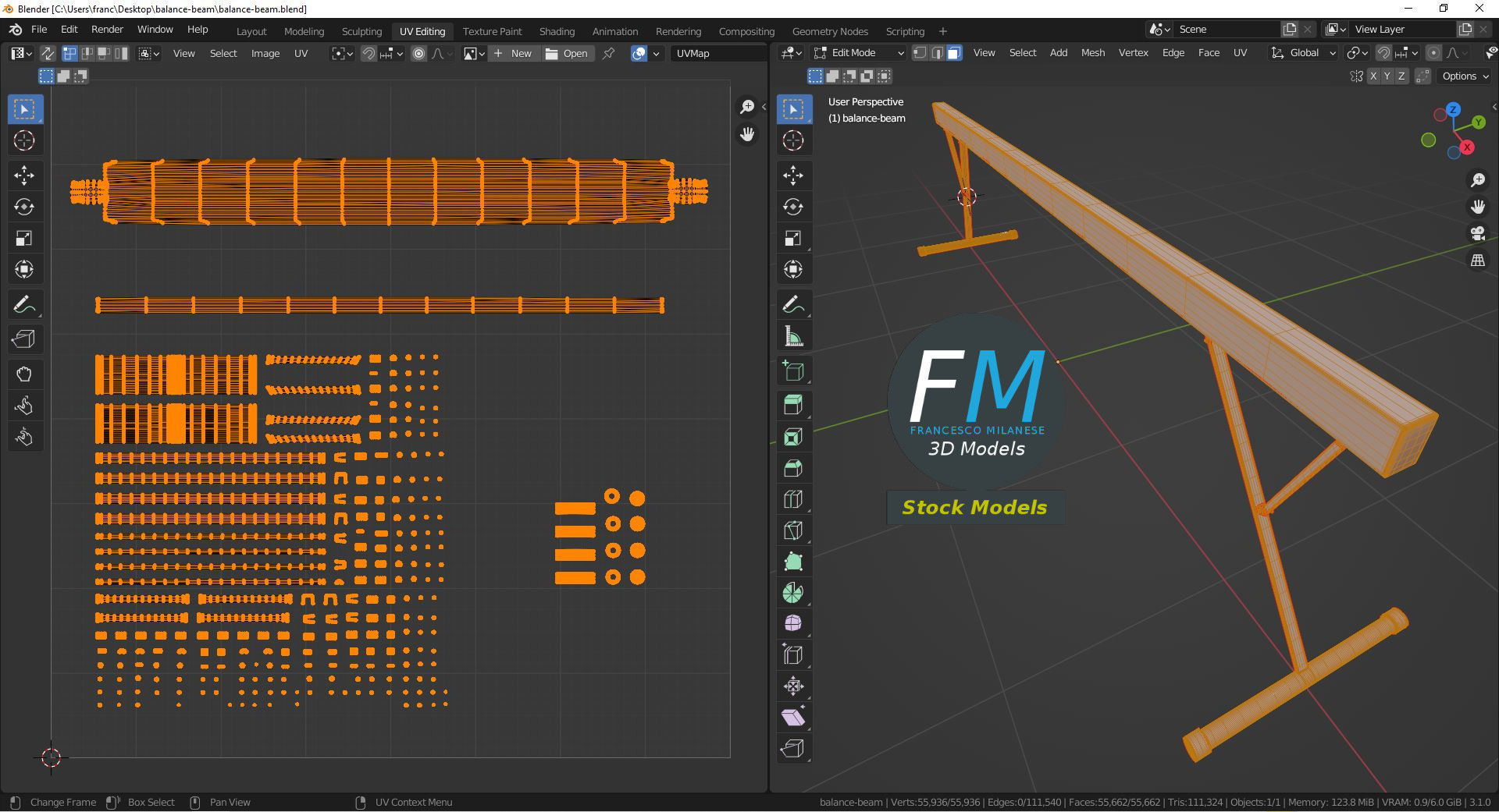 Balance beam 3D model_10