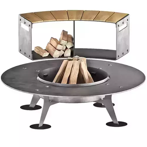 BBq 1 fire pit with logs on top