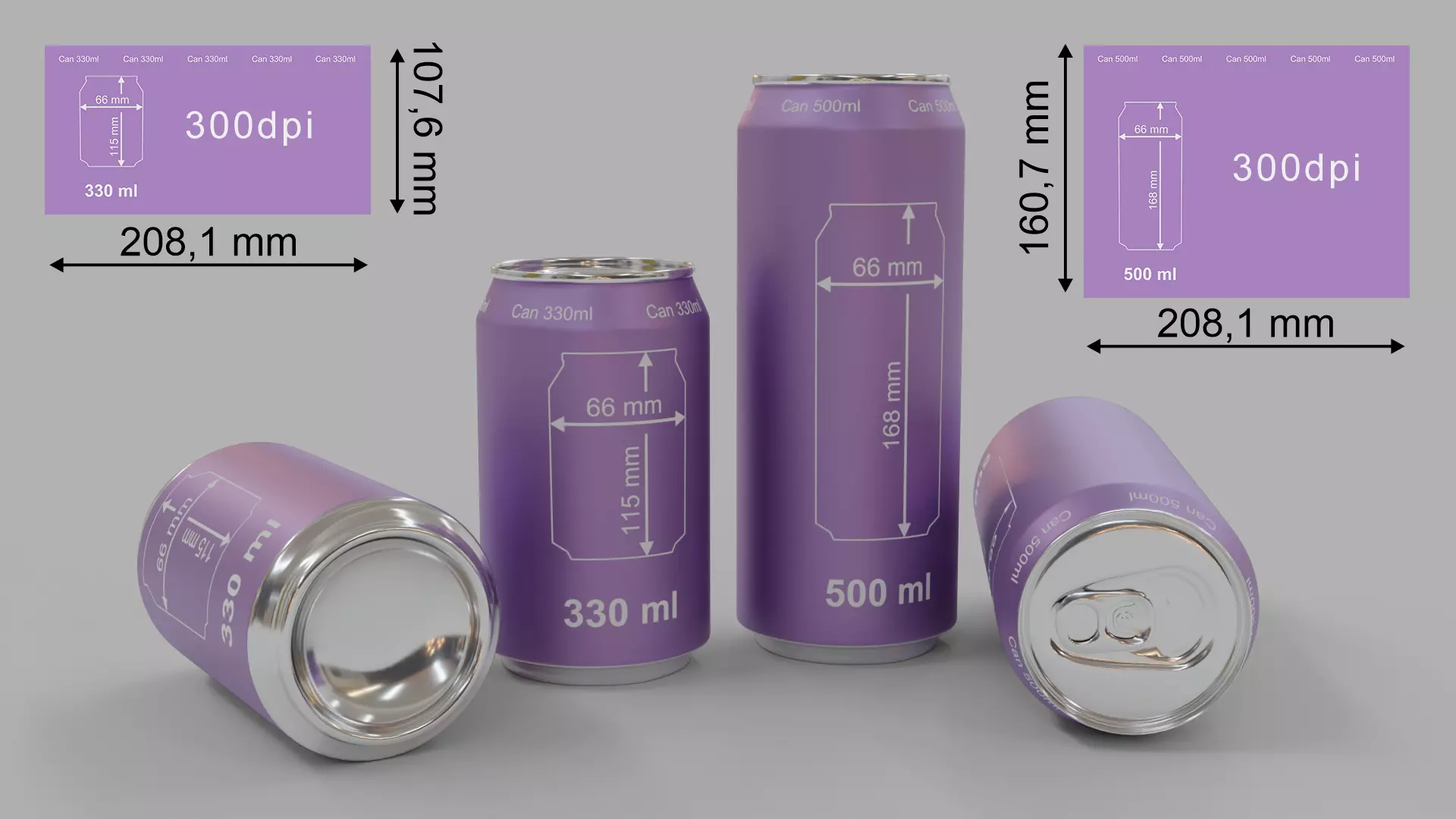Aluminum cans 500 and 330 ml 3D model