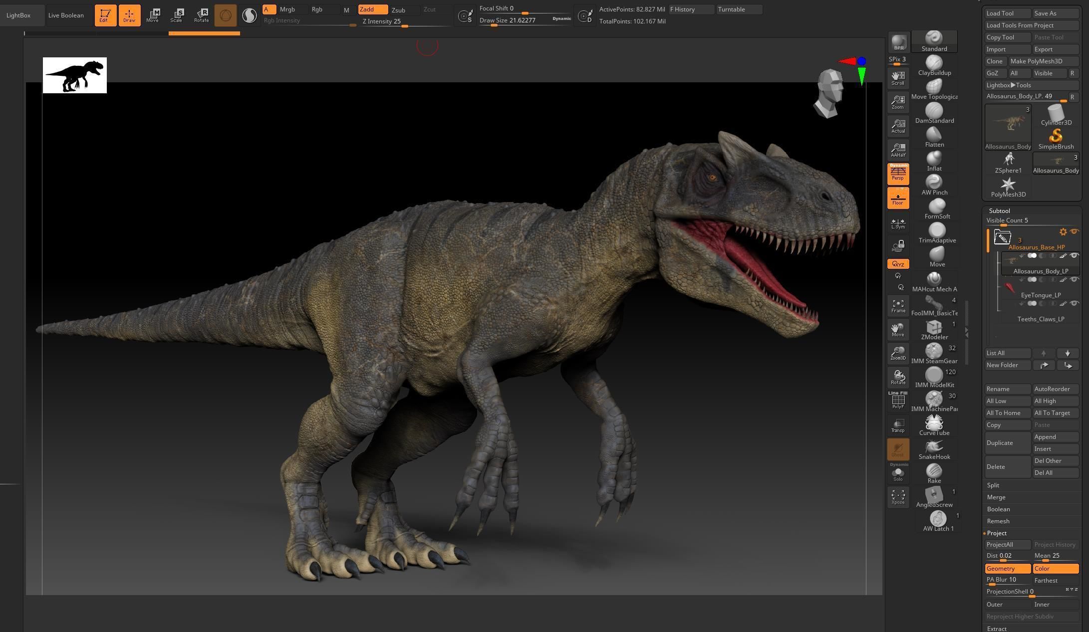 Dinosaur Allosaurus Sculpt Project 3D model_3