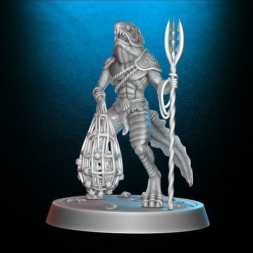 Aquatic Fish Warrior RPG Miniature 3D print model
