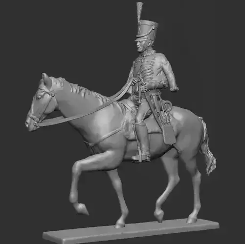 Napoleon Hussar on horseback walking 3D print model