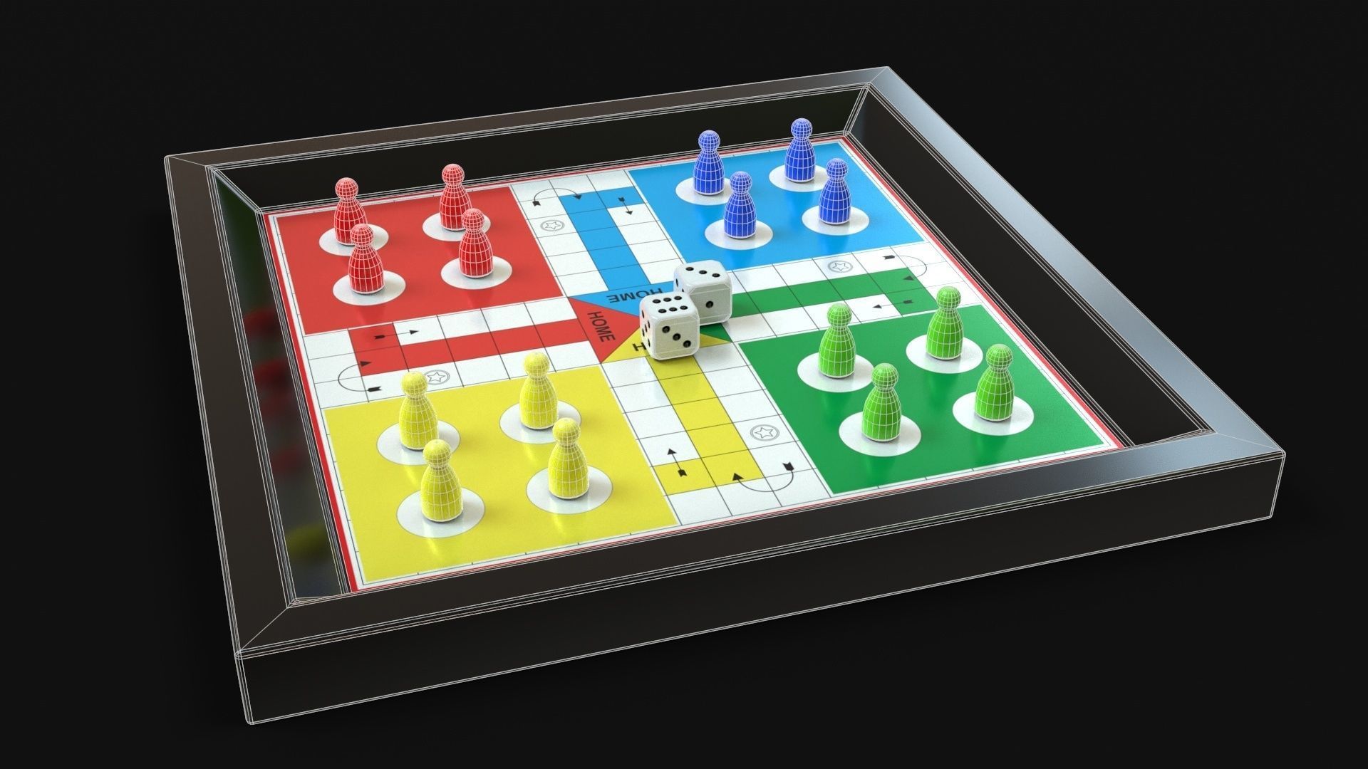Ludo Game Board Low-poly 3D model_9