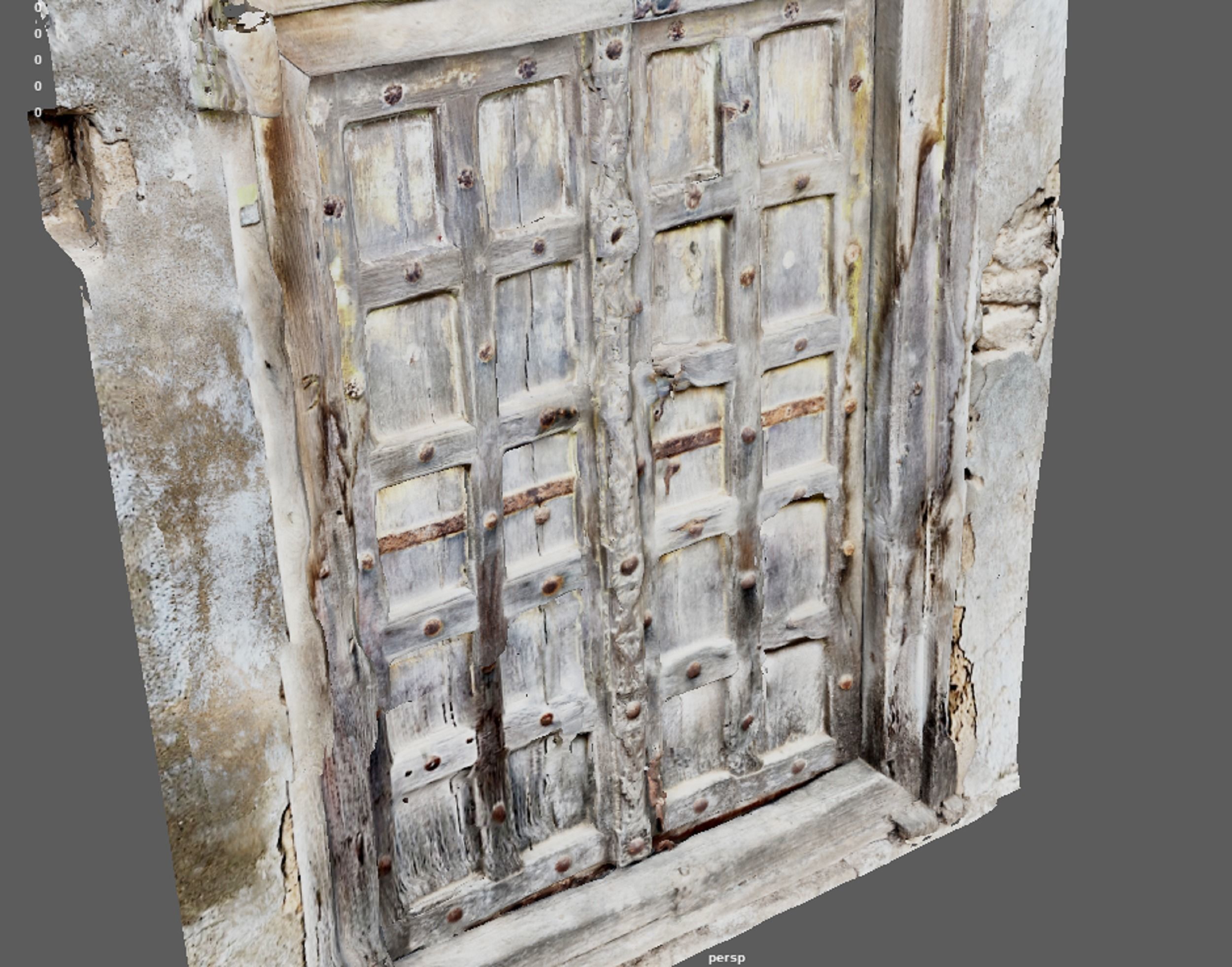 Ancient wooden door in the streets during Medieval 3D model_1