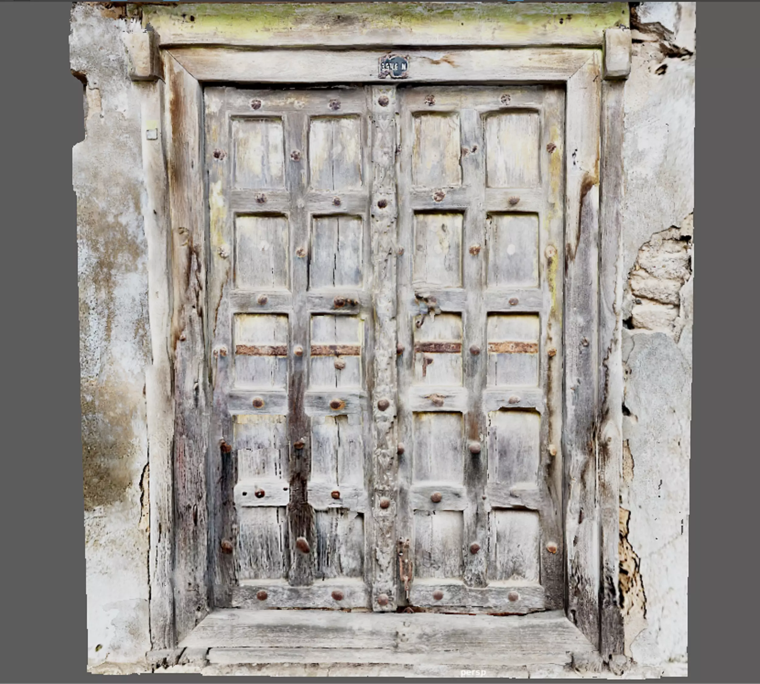 Ancient wooden door in the streets during Medieval 3D model_0