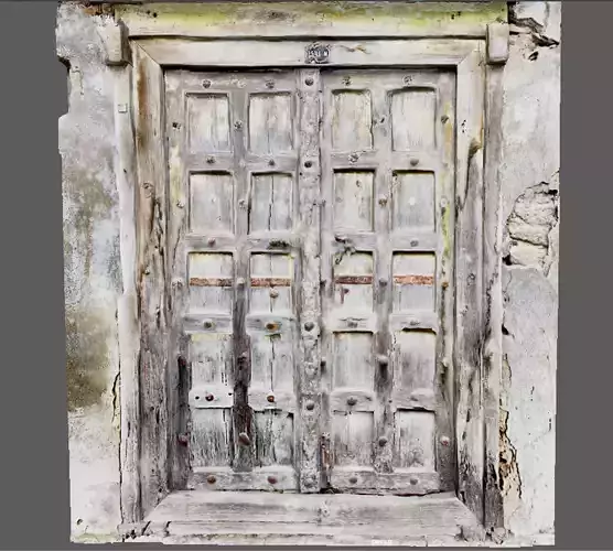 Ancient wooden door in the streets during Medieval 3D model