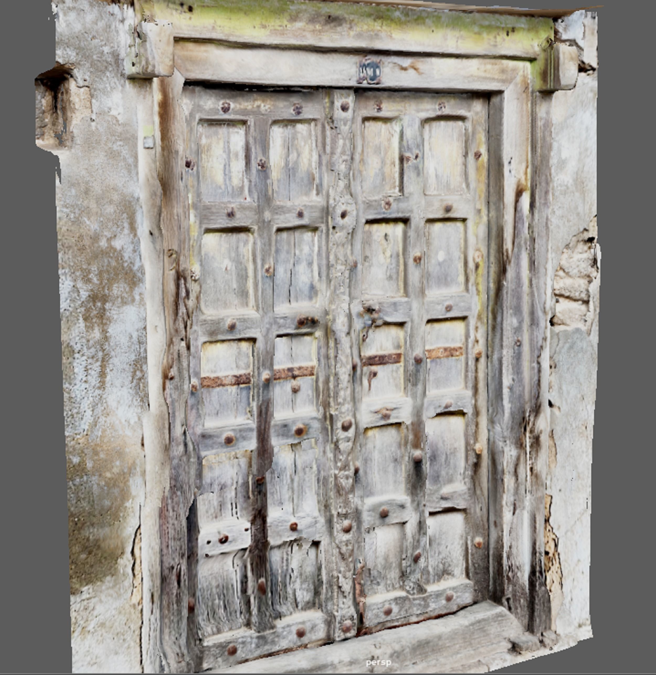 Ancient wooden door in the streets during Medieval 3D model_4