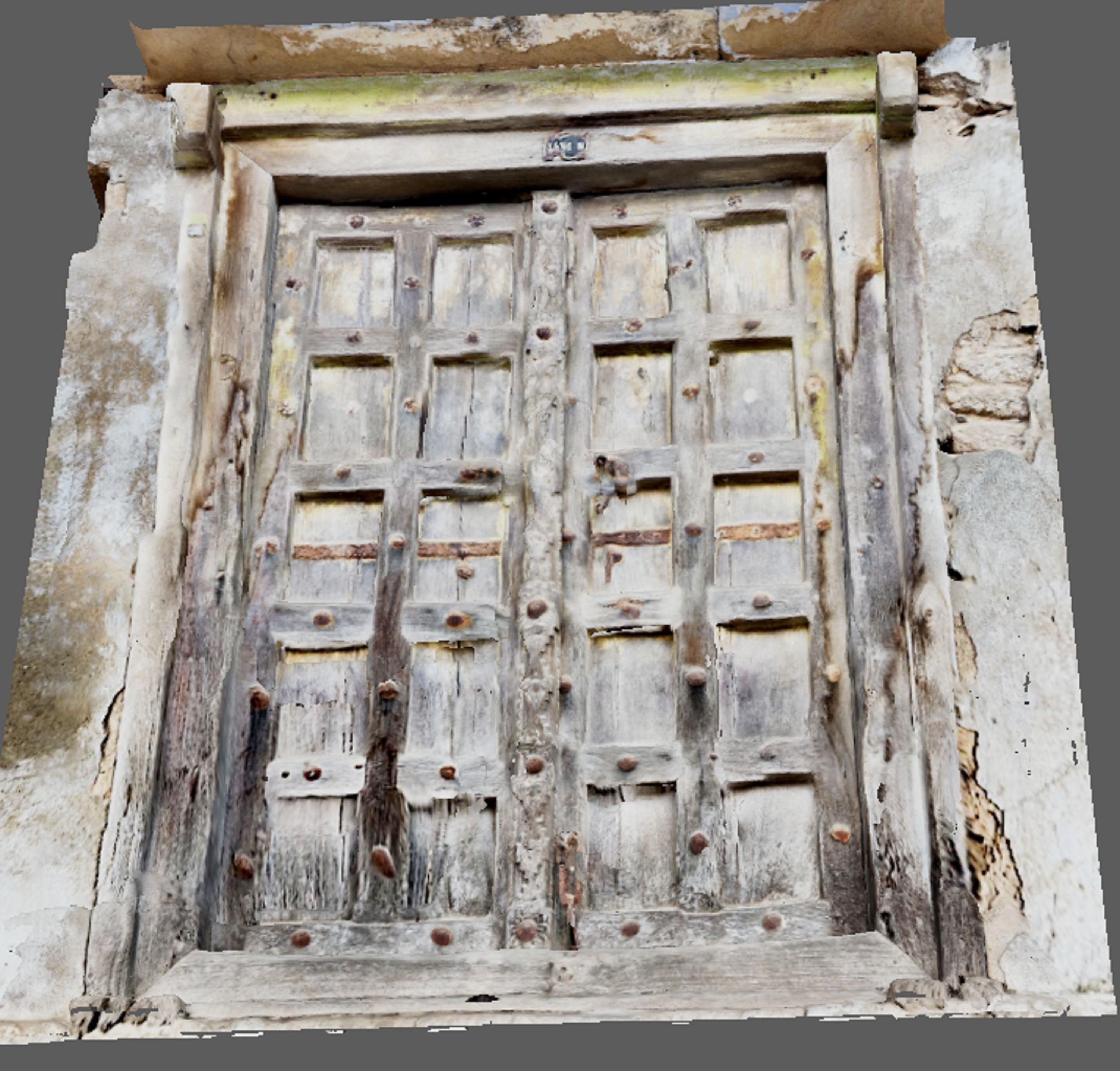 Ancient wooden door in the streets during Medieval 3D model_3