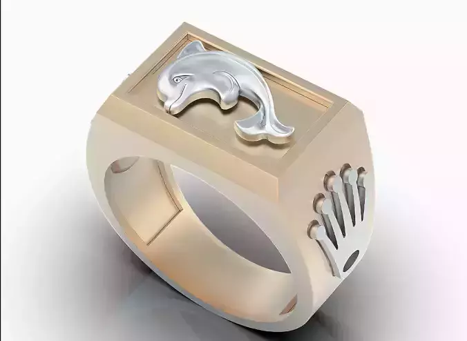 Dolphin ring silver gold sterling jewelry  printable 3D model 