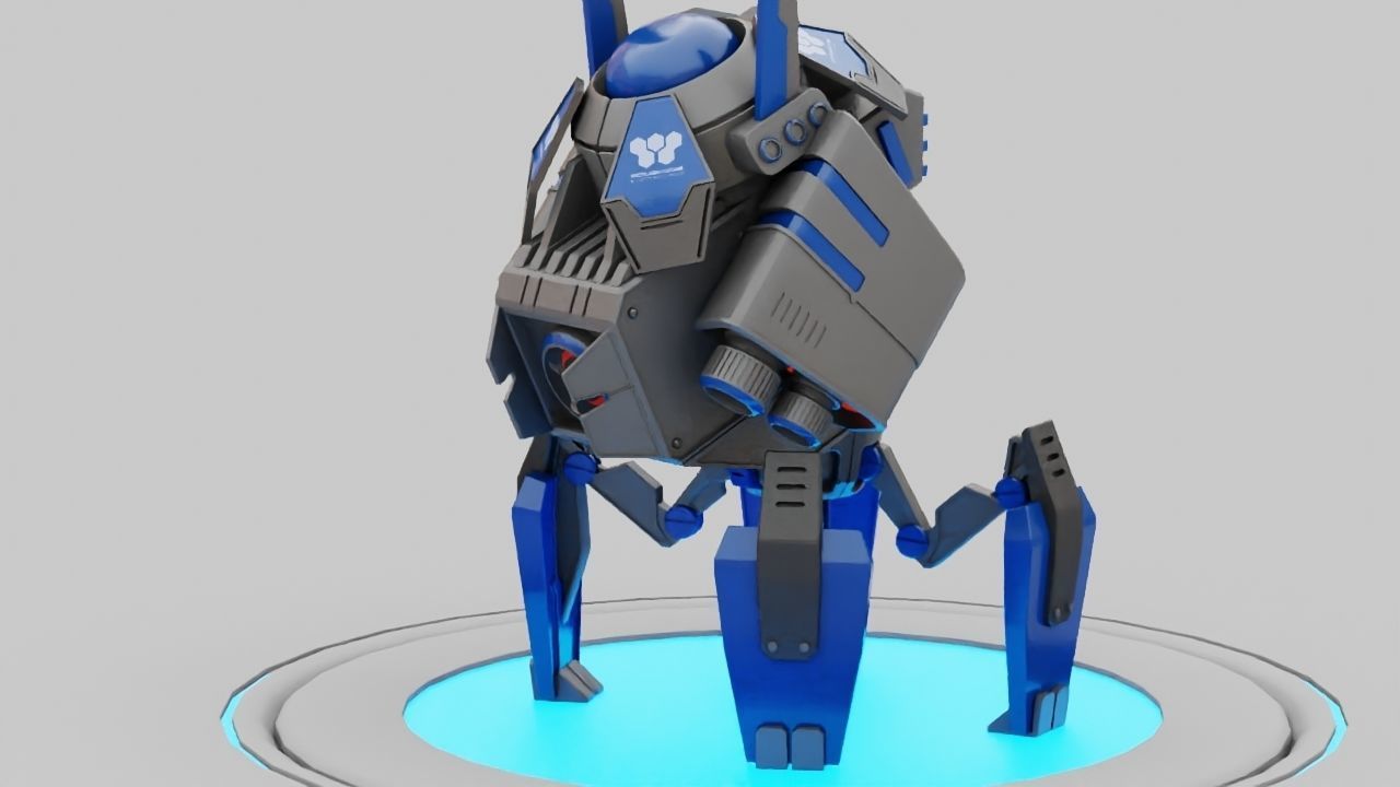 Spy Robot rigged - animated character 3D model_10