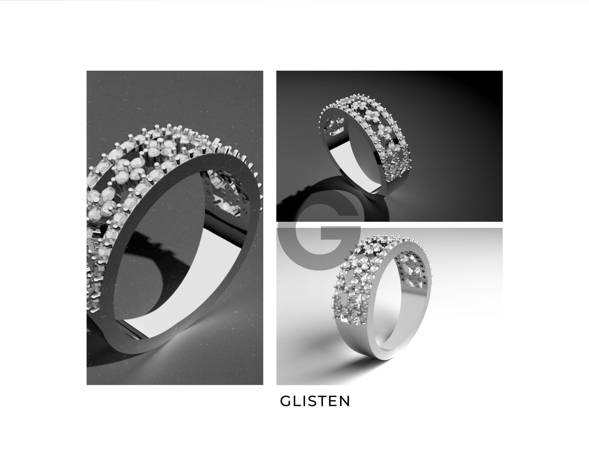 Moissanite Ring - GLISTEN  3D print model_3