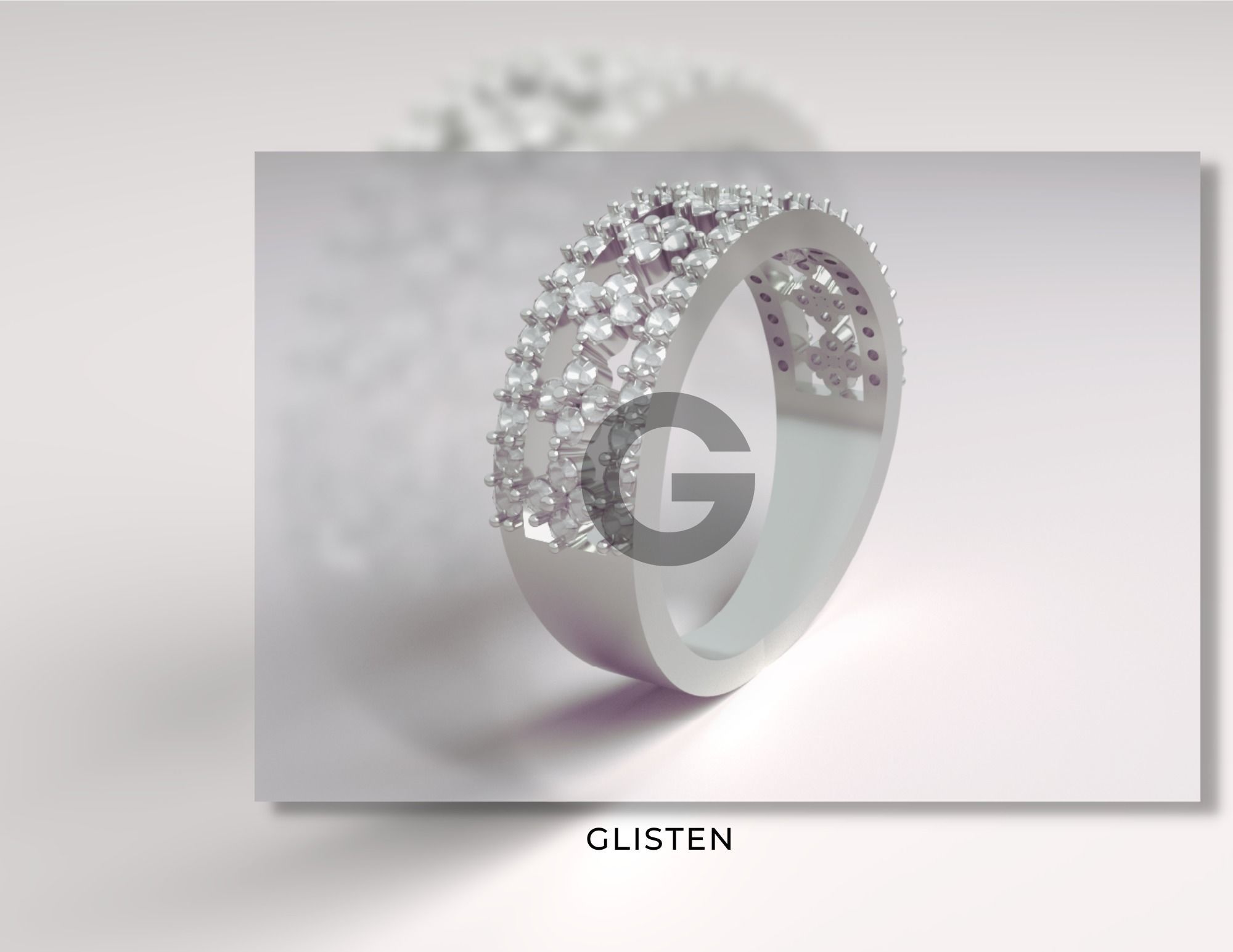 Moissanite Ring - GLISTEN  3D print model_2