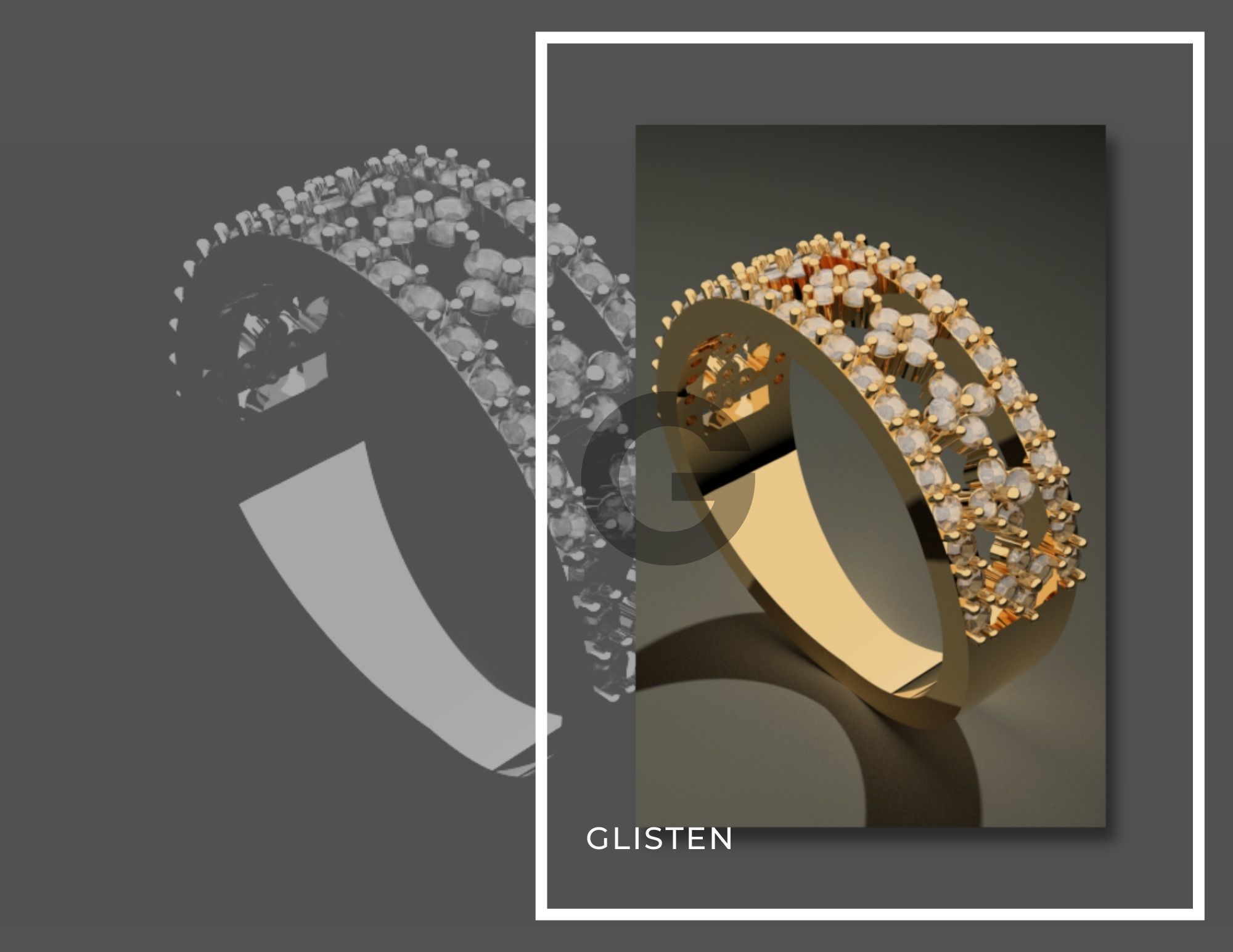 Moissanite Ring - GLISTEN  3D print model_1
