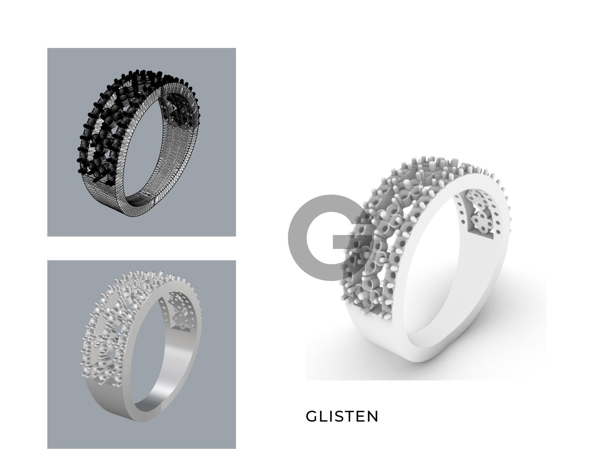 Moissanite Ring - GLISTEN  3D print model_4