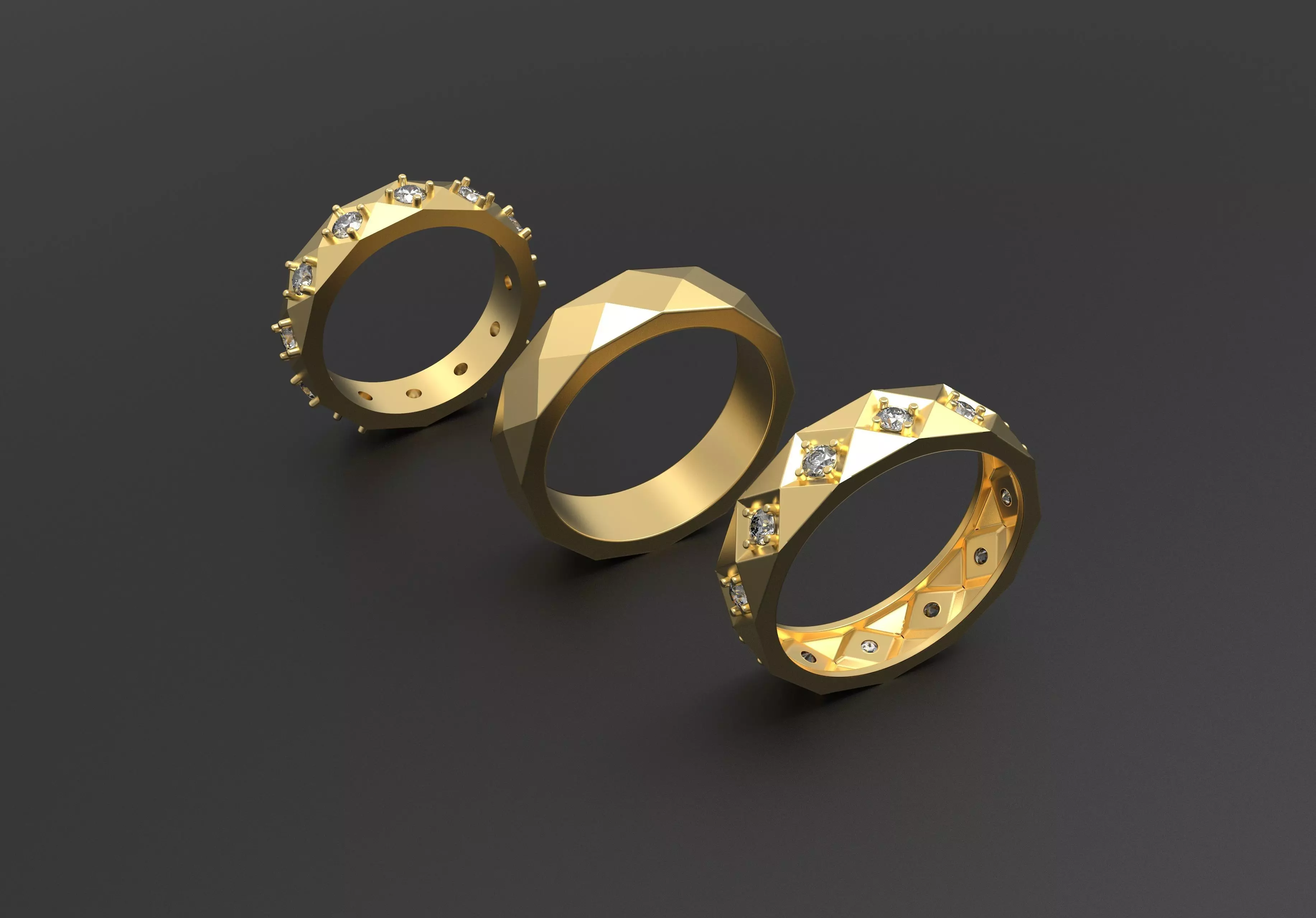 3 engagment ring in diffrent t size 3D print model