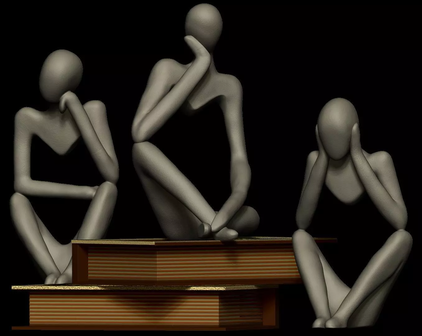 The three thinkers of love 3D model_0