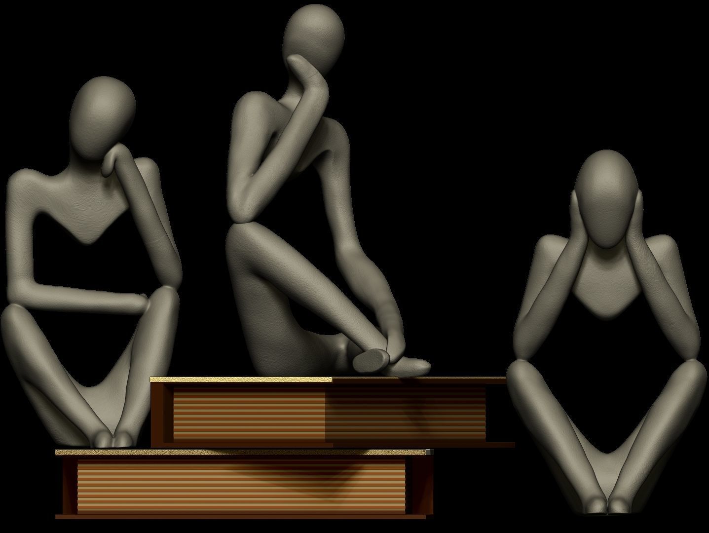 The three thinkers of love 3D model_1