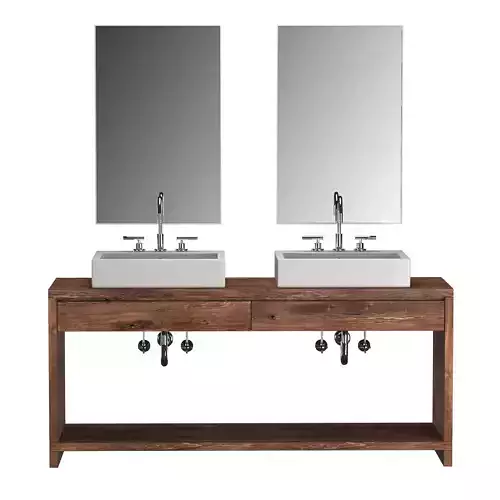 OAK BRULE WATERFALL DOUBLE WASHSTAND