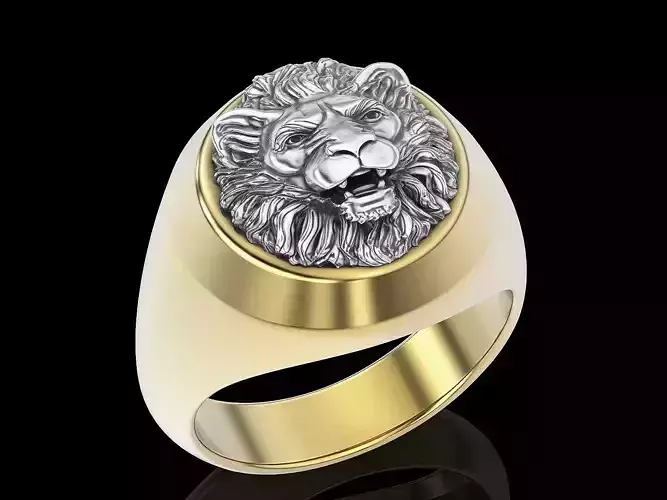 Lion ring  gold   jewelry printable 3D model