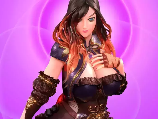 Anime Fantasy Sorceress Nienke Rigged