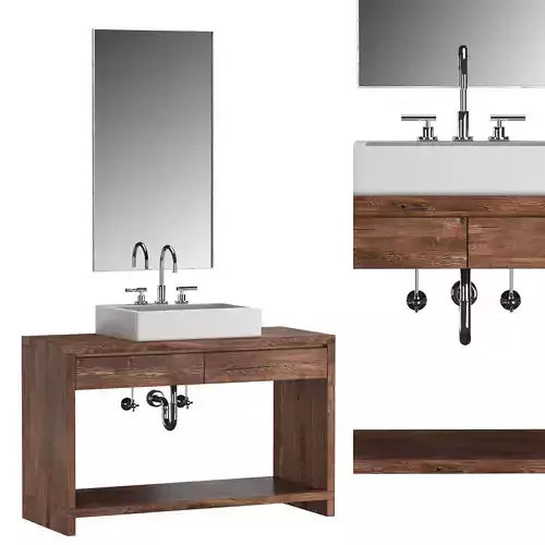  OAK BRULE WATERFALL SINGLE EXTRA-WIDE WASHSTAND