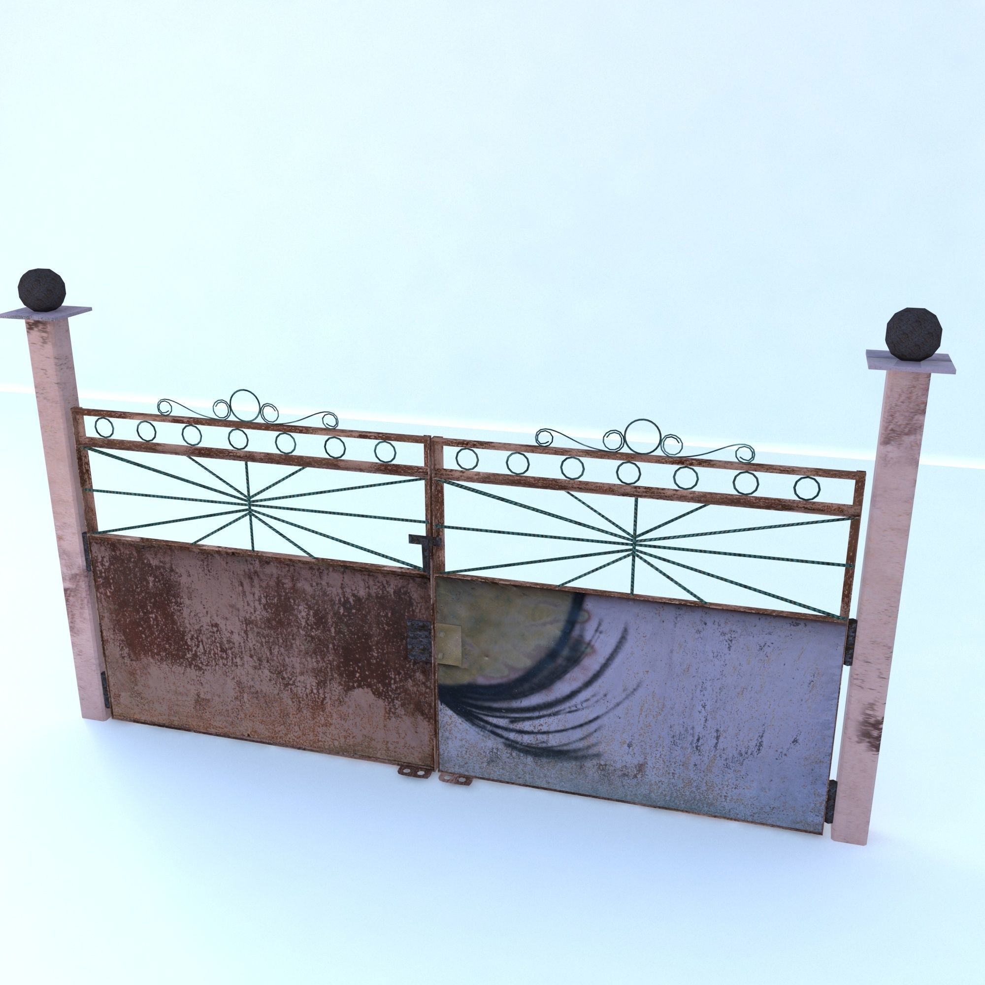 Rusty Goal Low-poly 3D model_2
