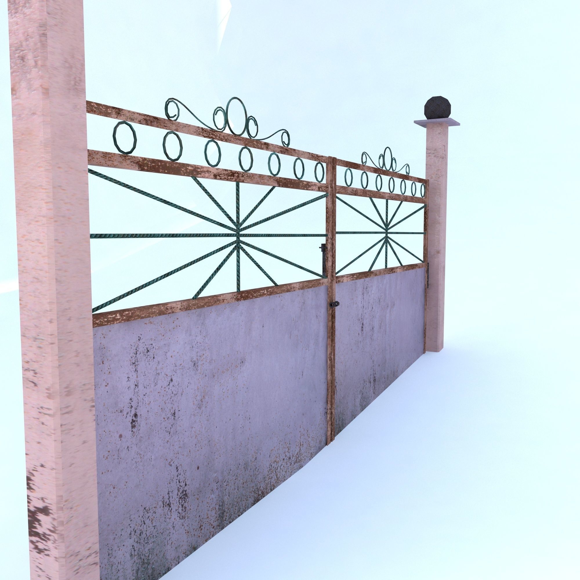 Rusty Goal Low-poly 3D model_5