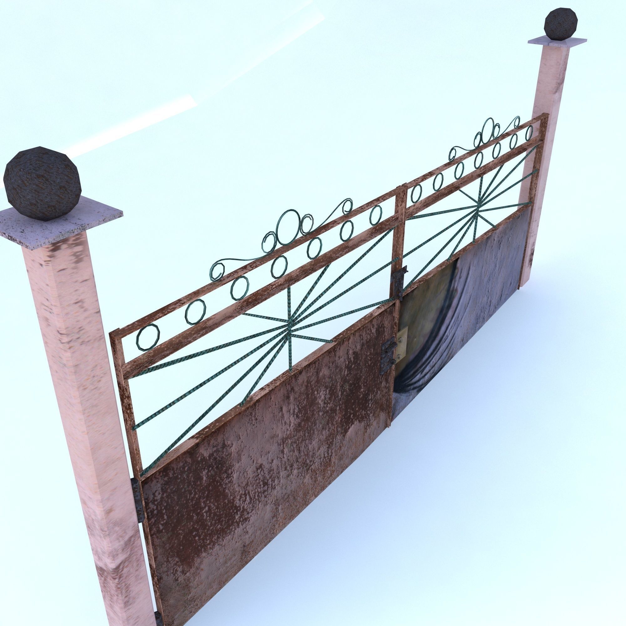 Rusty Goal Low-poly 3D model_7
