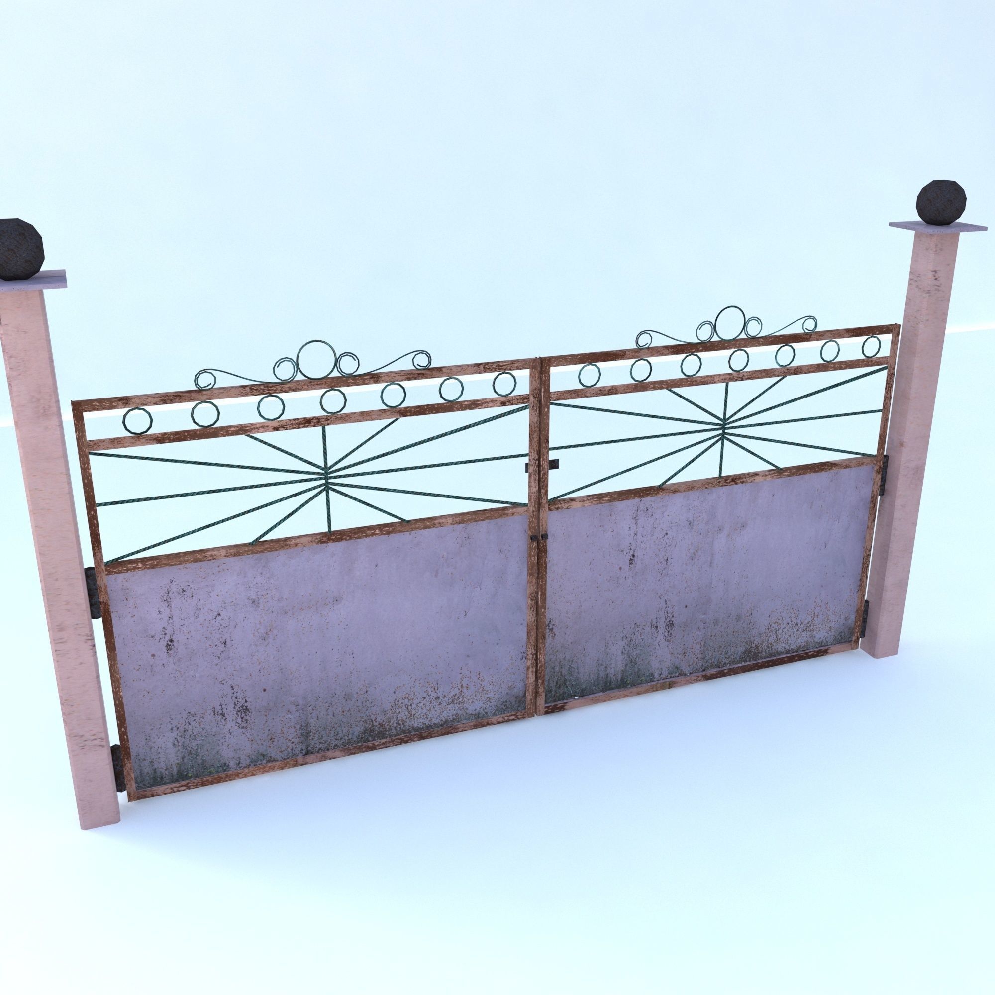 Rusty Goal Low-poly 3D model_3