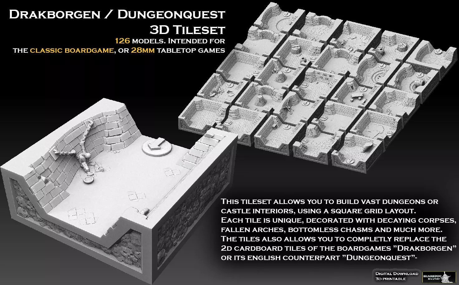 Drakborgen and Dungeonquest 3D Tile Set 3D print model_0