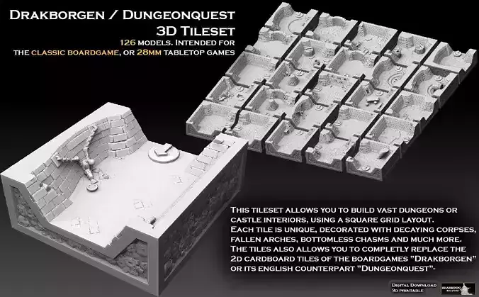 Drakborgen and Dungeonquest 3D Tile Set 3D print model