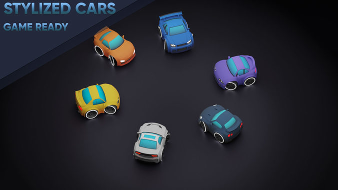 Stylized Car Pack Low-Poly Game Ready PBR Low-poly 3D model