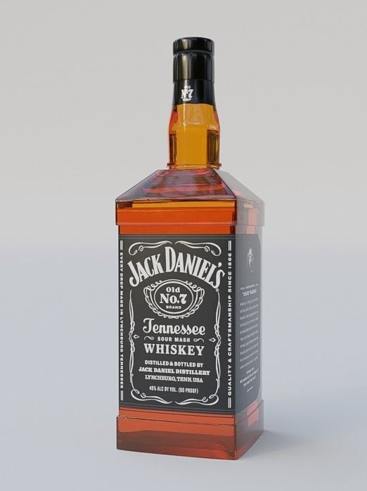 Jack Daniels Bottle Free low-poly 3D model_1