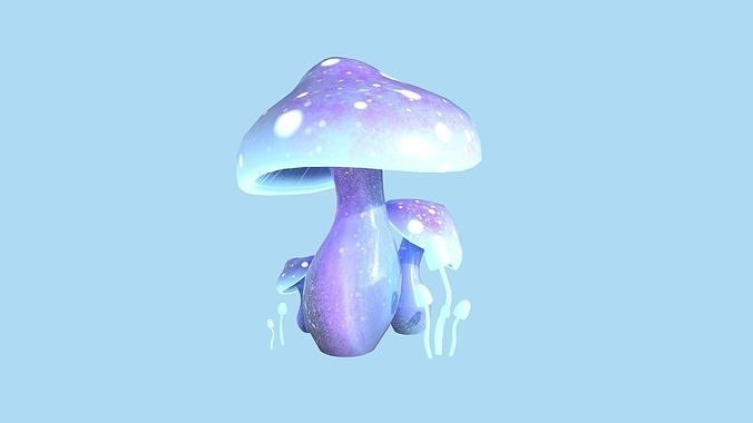 Fantasy Mushroom A01 Blue Purple - Scene Backdrop Design Low-poly 3D model