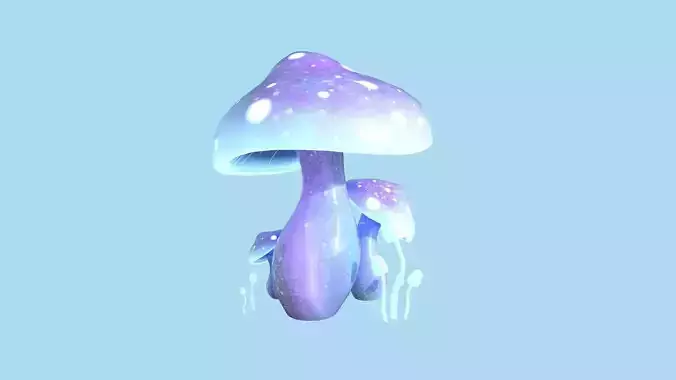 Fantasy Mushroom A01 Blue Purple - Scene Backdrop Design Low-poly 3D model