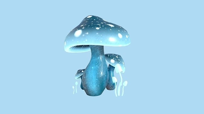 Fantasy Mushroom A02 Blue - Scene Backdrop Design Low-poly 3D model