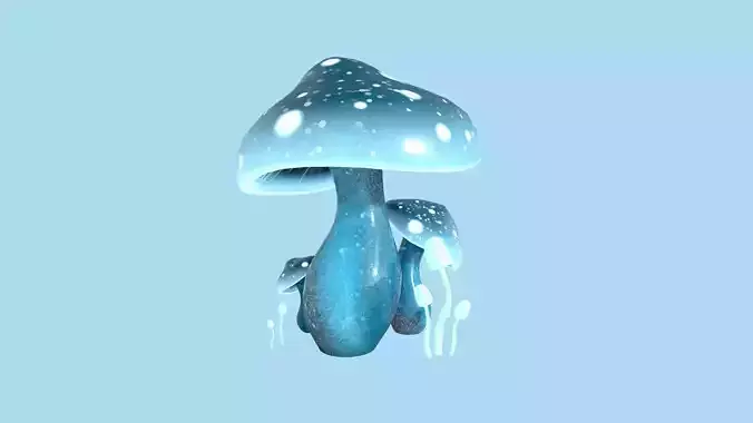 Fantasy Mushroom A02 Blue - Scene Backdrop Design Low-poly 3D model