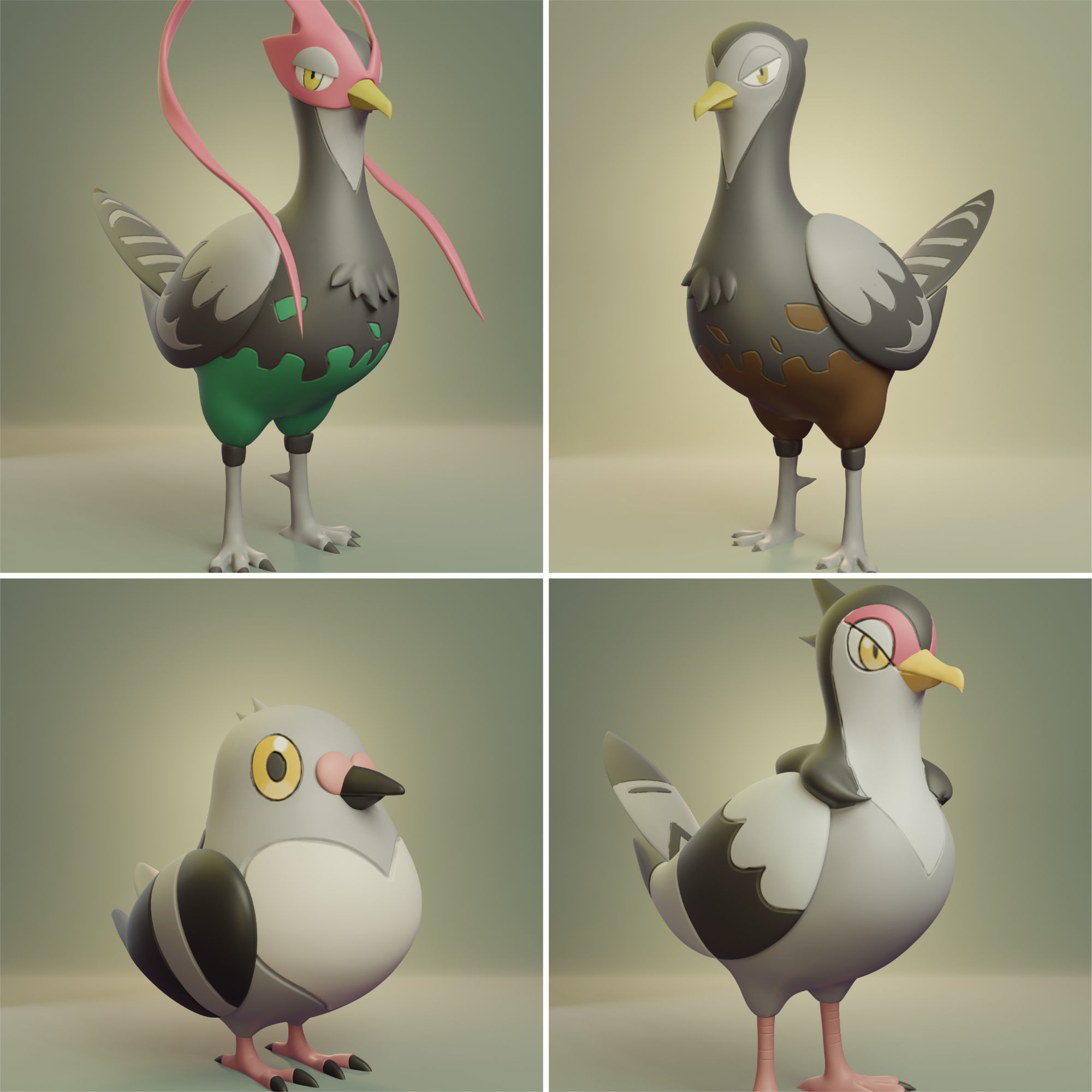 Pokemon - Pidove Tranquill and Unfezant  3D print model_0