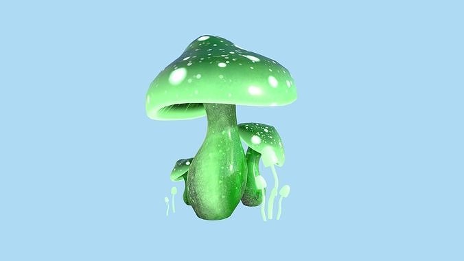 Fantasy Mushroom A05 Green - Scene Backdrop Design Low-poly 3D model