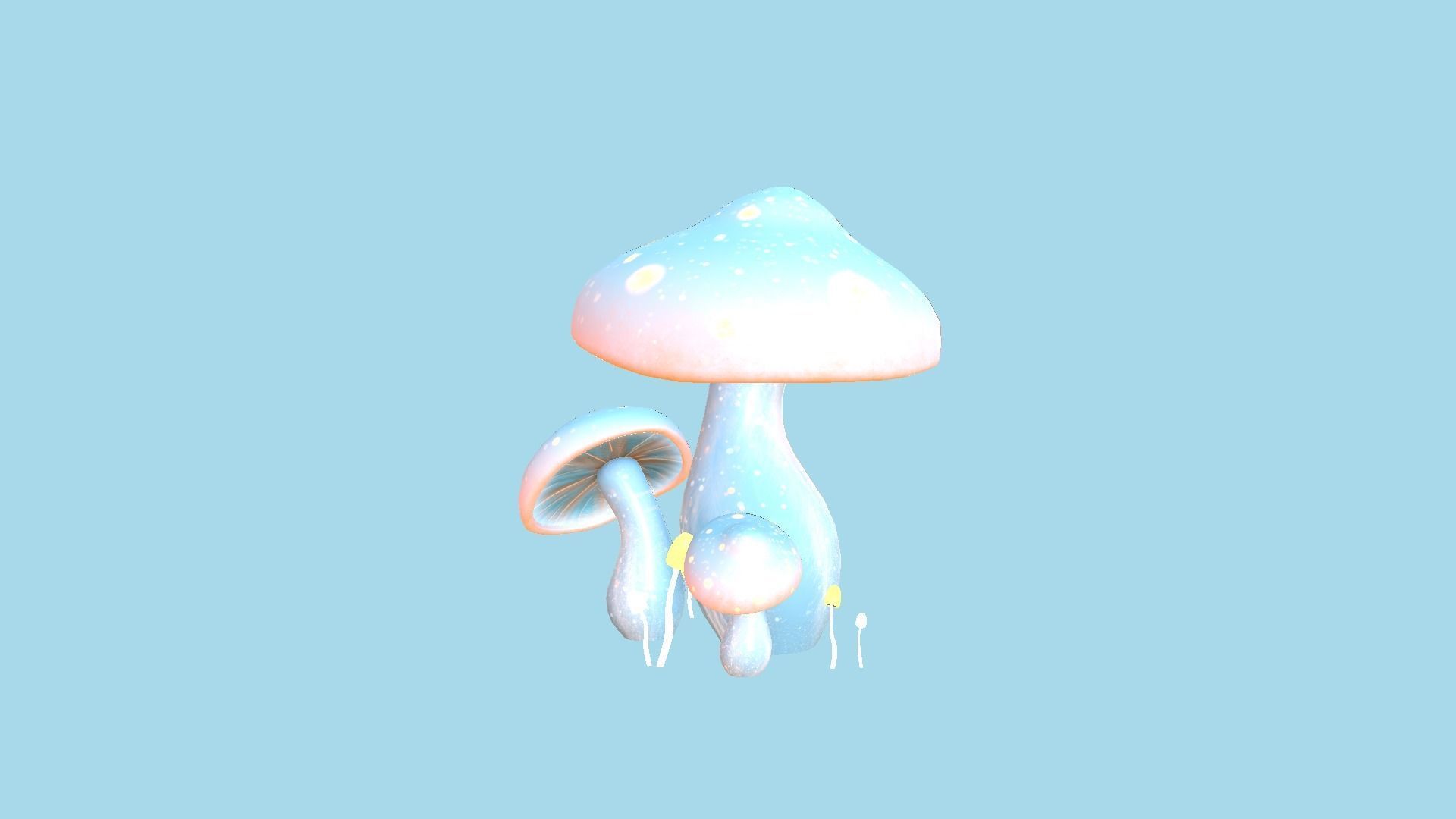 Fantasy Mushroom A06 Blue Orange - Scene Backdrop Design Low-poly 3D model_4