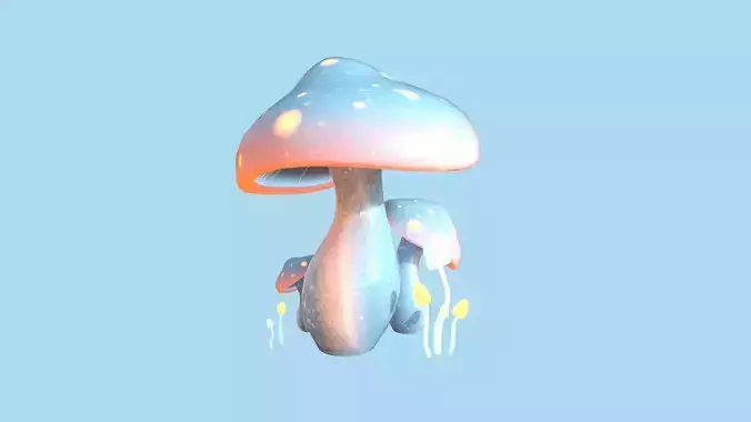 Fantasy Mushroom A06 Blue Orange - Scene Backdrop Design Low-poly 3D model
